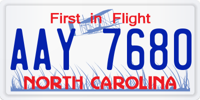 NC license plate AAY7680