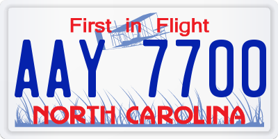 NC license plate AAY7700