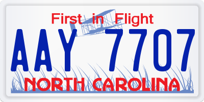 NC license plate AAY7707