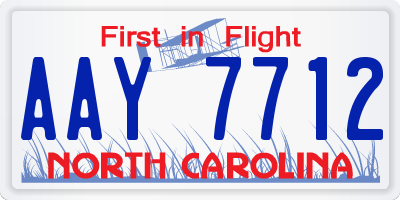 NC license plate AAY7712
