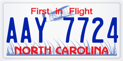 NC license plate AAY7724
