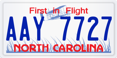 NC license plate AAY7727