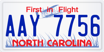 NC license plate AAY7756