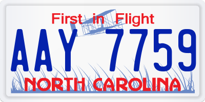 NC license plate AAY7759