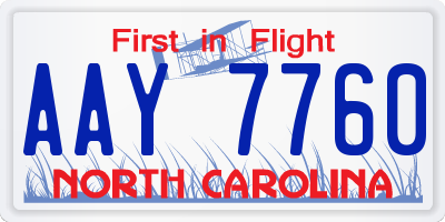 NC license plate AAY7760