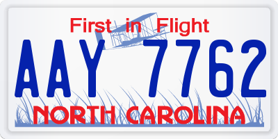 NC license plate AAY7762