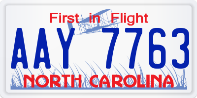 NC license plate AAY7763