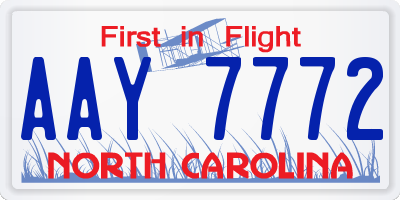 NC license plate AAY7772