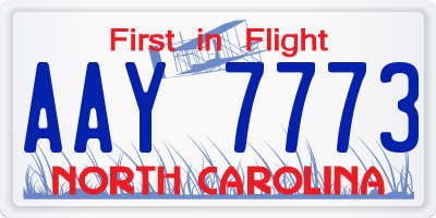 NC license plate AAY7773