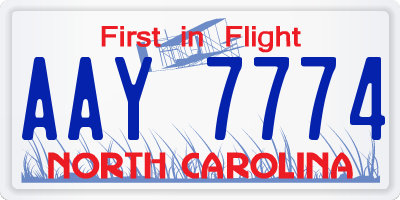 NC license plate AAY7774
