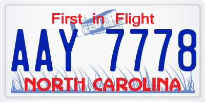 NC license plate AAY7778