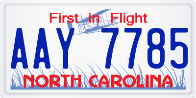 NC license plate AAY7785
