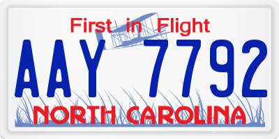 NC license plate AAY7792