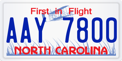 NC license plate AAY7800