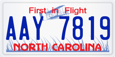 NC license plate AAY7819