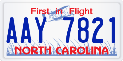 NC license plate AAY7821