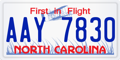 NC license plate AAY7830