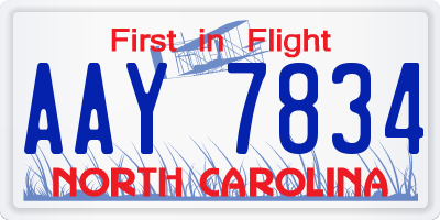 NC license plate AAY7834