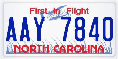 NC license plate AAY7840
