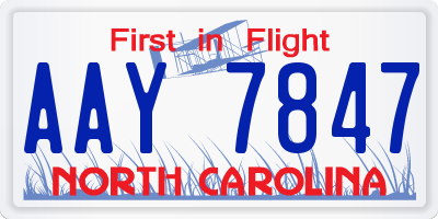 NC license plate AAY7847