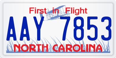 NC license plate AAY7853
