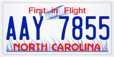 NC license plate AAY7855