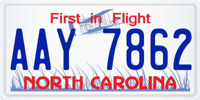 NC license plate AAY7862