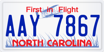 NC license plate AAY7867