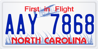 NC license plate AAY7868