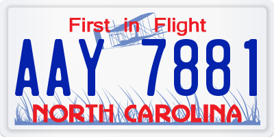 NC license plate AAY7881