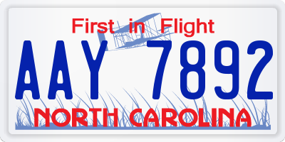NC license plate AAY7892