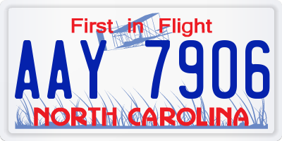 NC license plate AAY7906