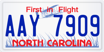 NC license plate AAY7909