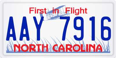 NC license plate AAY7916