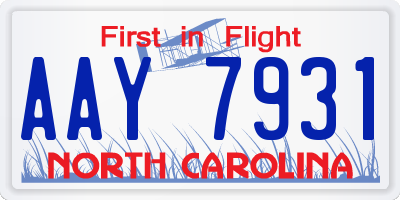 NC license plate AAY7931
