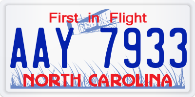 NC license plate AAY7933