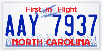 NC license plate AAY7937