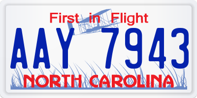 NC license plate AAY7943