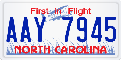 NC license plate AAY7945