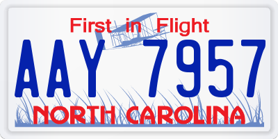 NC license plate AAY7957