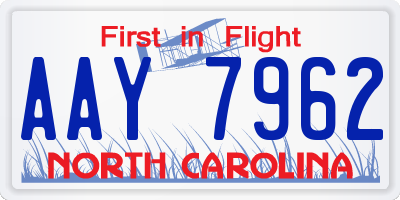 NC license plate AAY7962