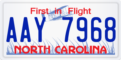 NC license plate AAY7968
