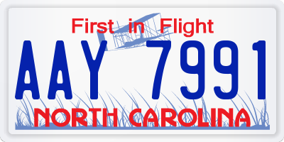 NC license plate AAY7991