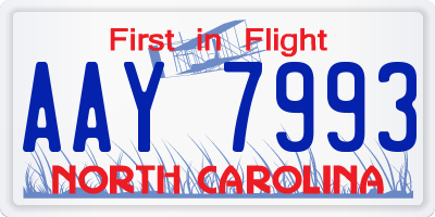 NC license plate AAY7993