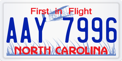 NC license plate AAY7996