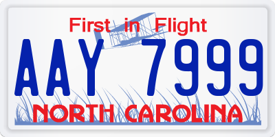 NC license plate AAY7999
