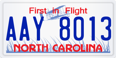 NC license plate AAY8013