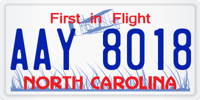 NC license plate AAY8018