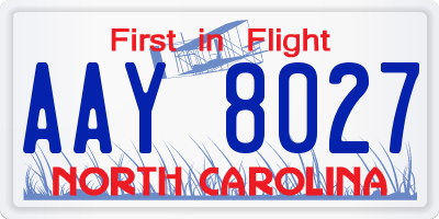 NC license plate AAY8027