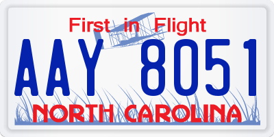 NC license plate AAY8051